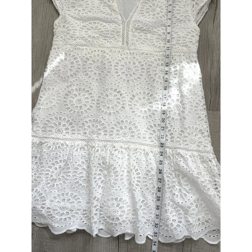 Bindu Size M Nelly Dress White Embroidered Eyelet Lace Crochet Coquette Boho - Picture 7 of 9